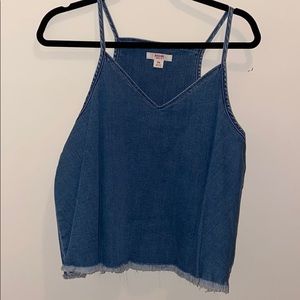 Fringe denim tank